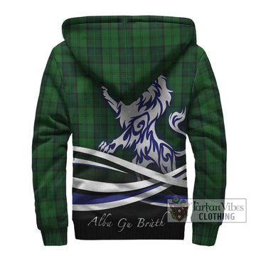 Dunbar Hunting Tartan Sherpa Hoodie with Alba Gu Brath Regal Lion Emblem