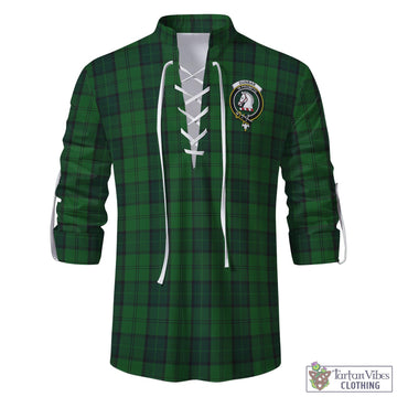 Dunbar Hunting Tartan Men's Scottish Traditional Jacobite Ghillie Kilt Shirt with Family Crest