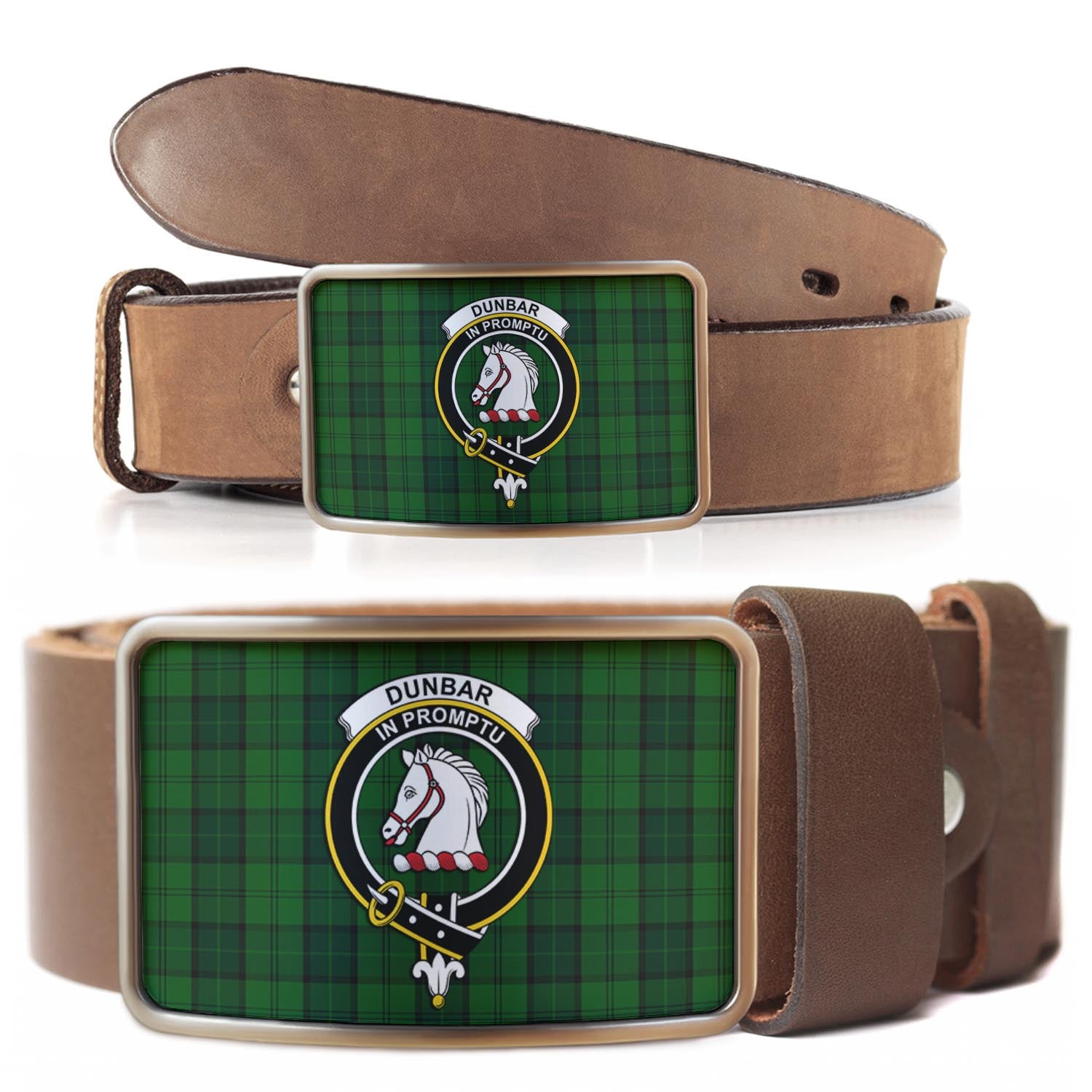 Dunbar Hunting Tartan Belt Buckles with Family Crest - Tartan Vibes Clothing