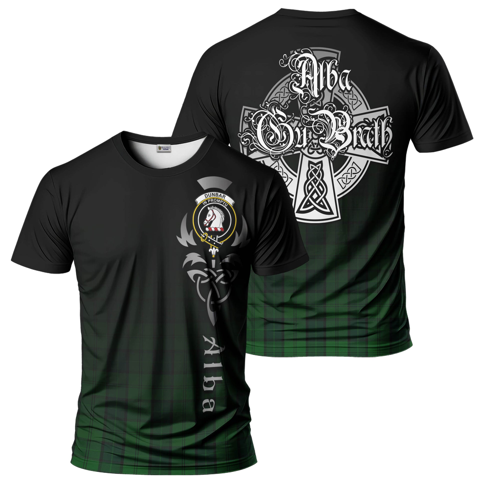 Tartan Vibes Clothing Dunbar Hunting Tartan T-Shirt Featuring Alba Gu Brath Family Crest Celtic Inspired