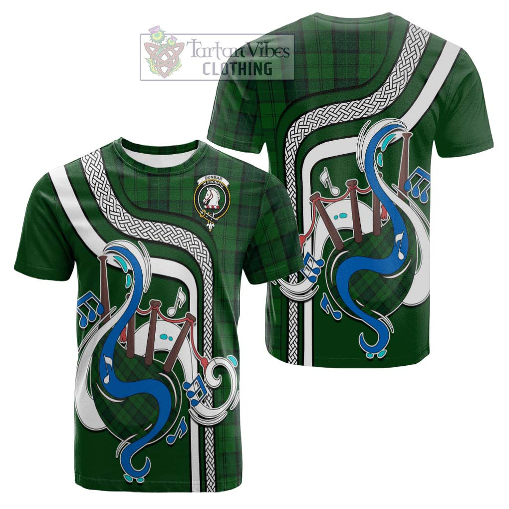 Tartan Vibes Clothing Dunbar Hunting Tartan Cotton T-shirt with Epic Bagpipe Style