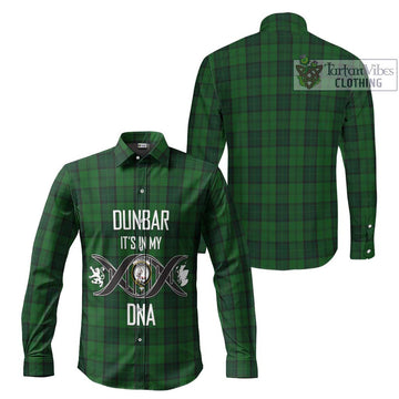 Dunbar Hunting Tartan Long Sleeve Button Shirt with Family Crest DNA In Me Style