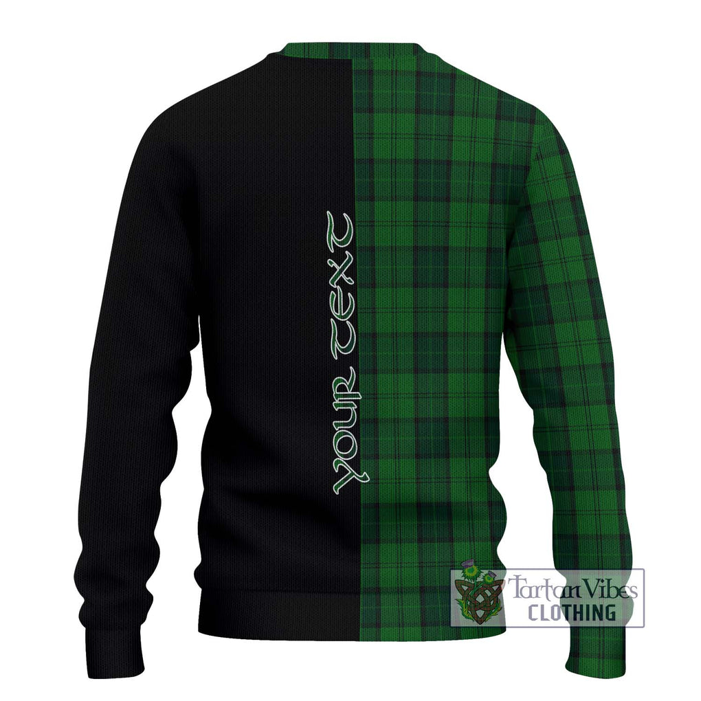 Dunbar Hunting Tartan Knitted Sweater with Family Crest and Half Of Me Style - Tartanvibesclothing Shop