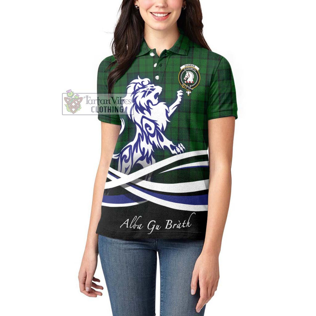 Dunbar Hunting Tartan Women's Polo Shirt with Alba Gu Brath Regal Lion Emblem - Tartanvibesclothing Shop