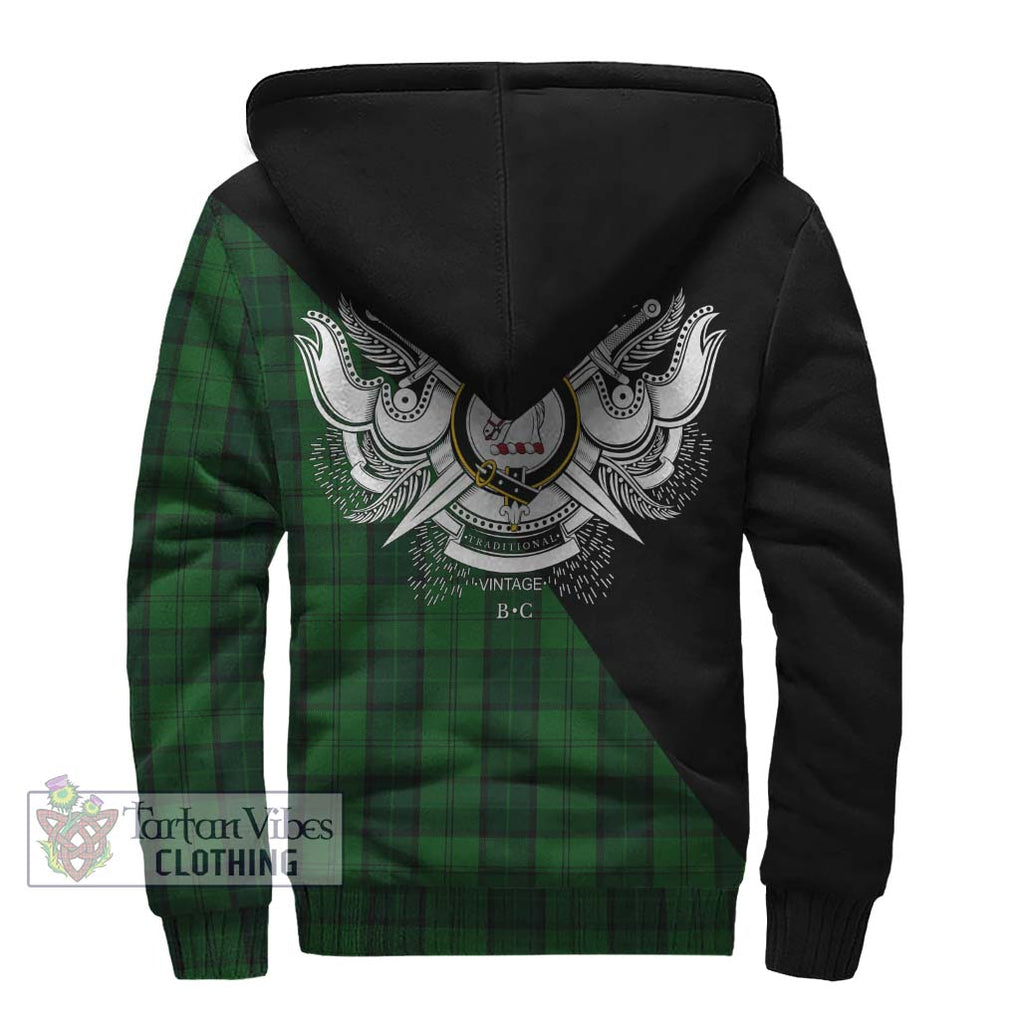 Dunbar Hunting Tartan Sherpa Hoodie with Family Crest and Military Logo Style - Tartanvibesclothing Shop