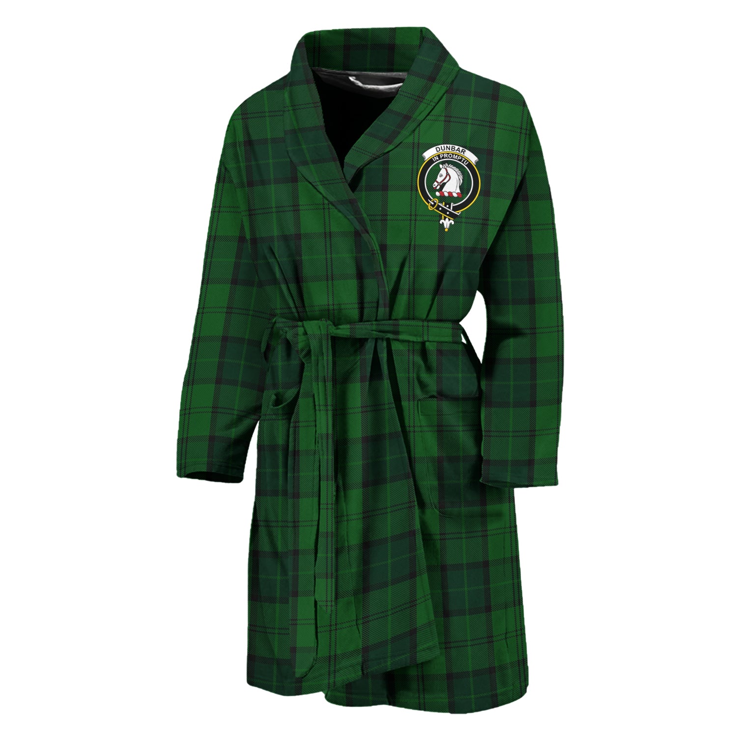 Dunbar Hunting Tartan Bathrobe with Family Crest Unisex M - Tartan Vibes Clothing