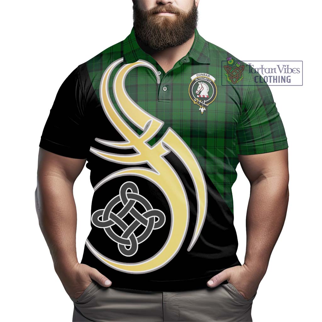 Dunbar Hunting Tartan Polo Shirt with Family Crest and Celtic Symbol Style - Tartan Vibes Clothing