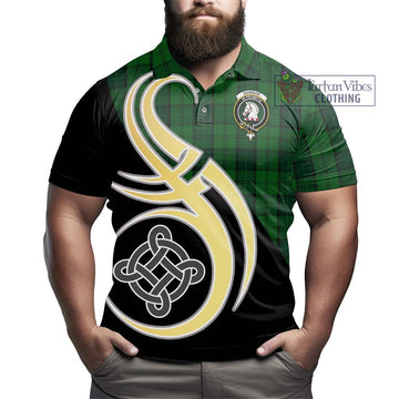 Dunbar Hunting Tartan Polo Shirt with Family Crest and Celtic Symbol Style