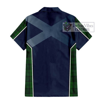 Dunbar Hunting Tartan Short Sleeve Button Shirt with Family Crest and Lion Rampant Vibes Sport Style