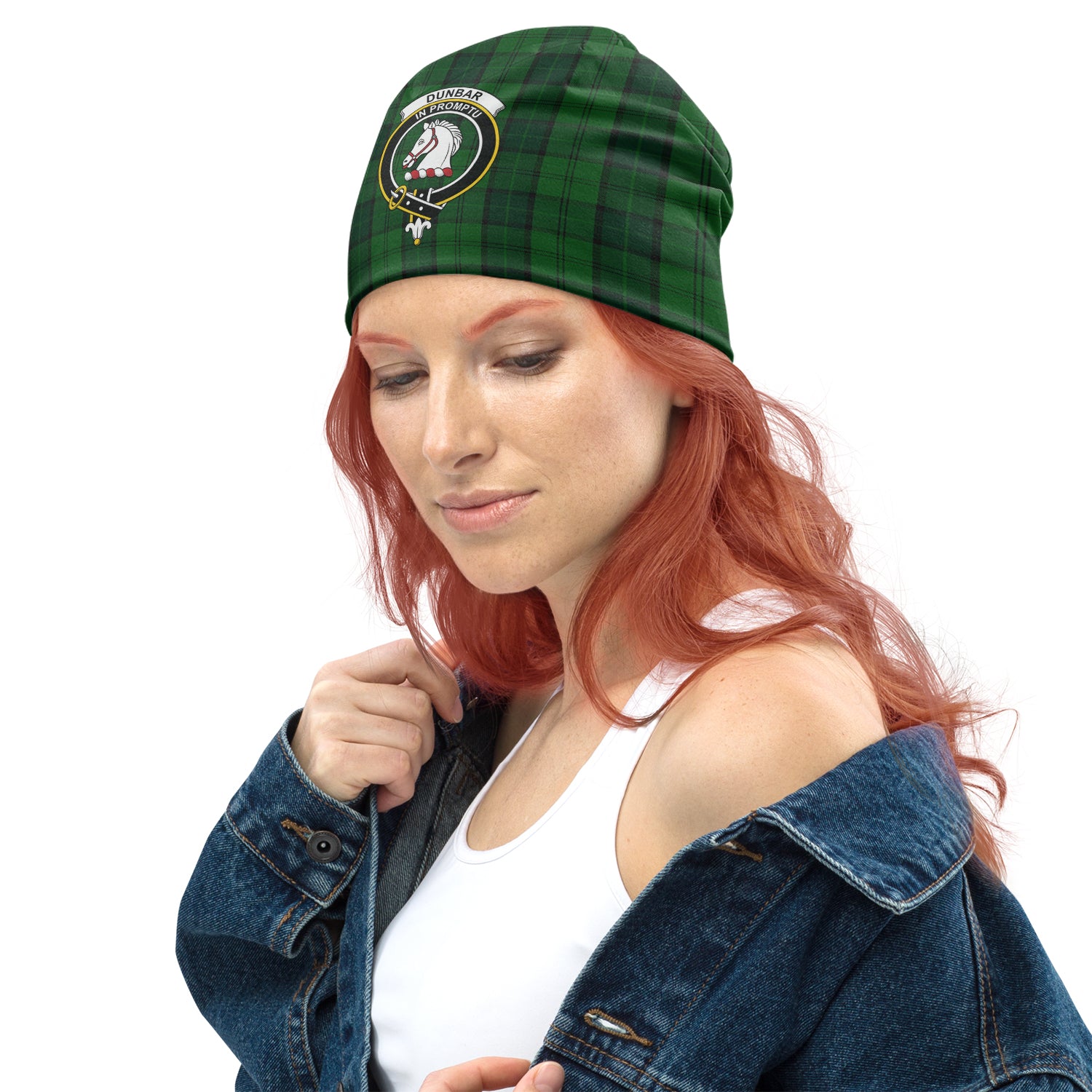 Dunbar Hunting Tartan Beanies Hat with Family Crest - Tartan Vibes Clothing