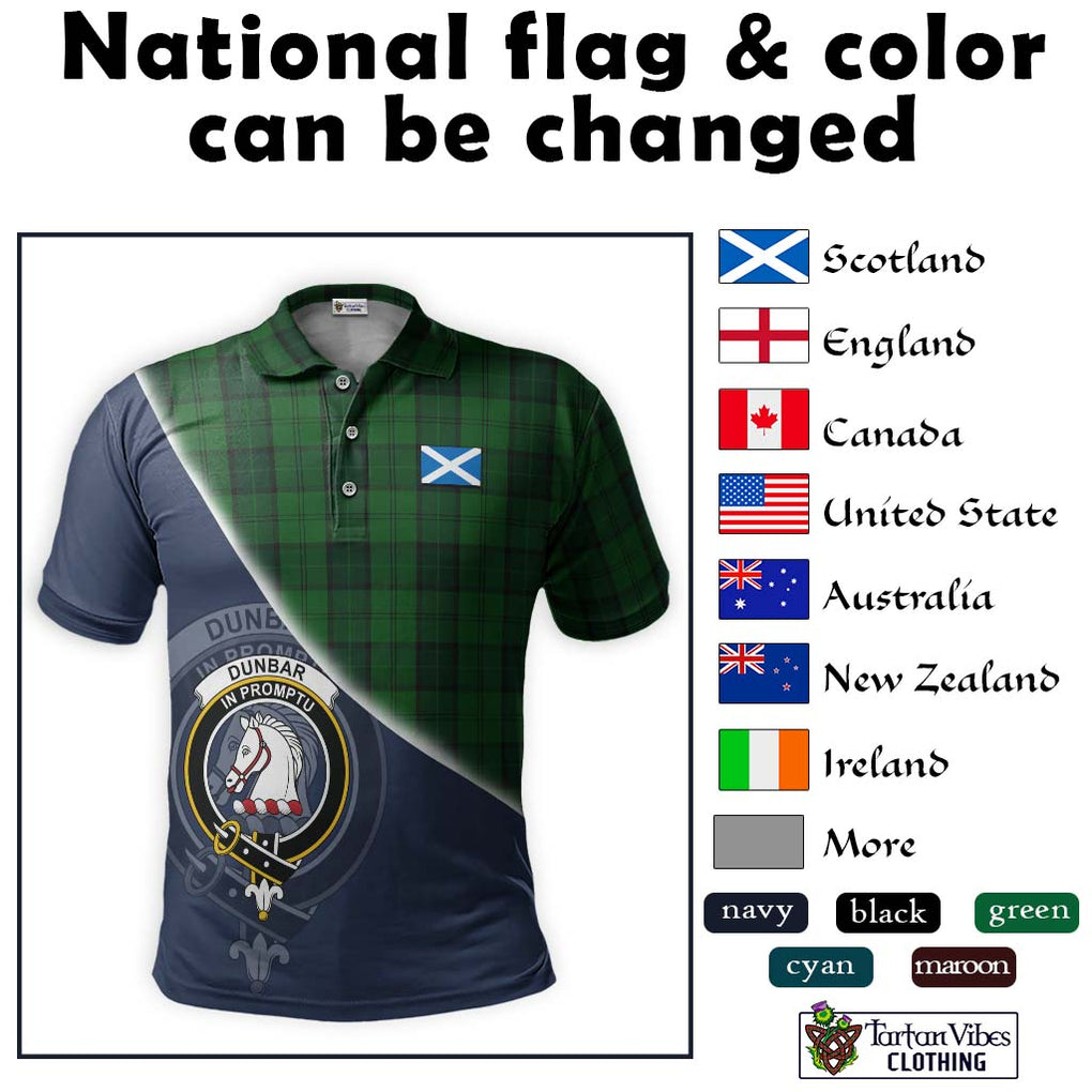 Dunbar Hunting Tartan Polo Shirt with Personalised National Flag and Family Crest Half Style - Tartanvibesclothing Shop