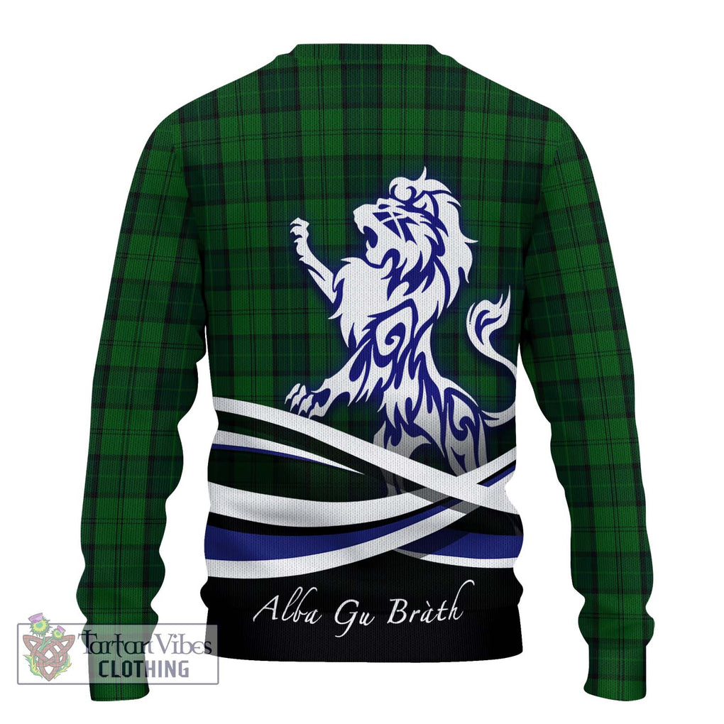 Dunbar Hunting Tartan Knitted Sweater with Alba Gu Brath Regal Lion Emblem - Tartanvibesclothing Shop