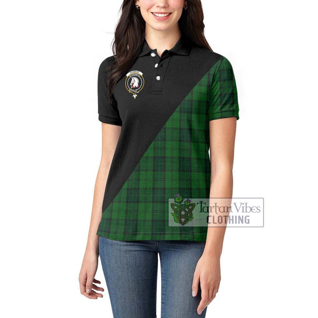 Dunbar Hunting Tartan Women's Polo Shirt with Family Crest and Military Logo Style - Tartanvibesclothing Shop