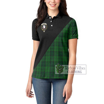 Dunbar Hunting Tartan Women's Polo Shirt with Family Crest and Military Logo Style