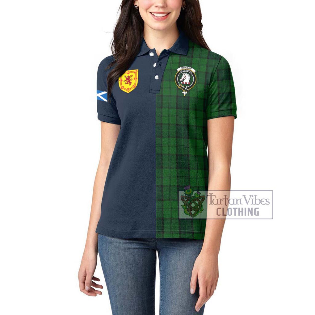 Tartan Vibes Clothing Dunbar Hunting Tartan Women's Polo Shirt with Scottish Lion Royal Arm Half Style