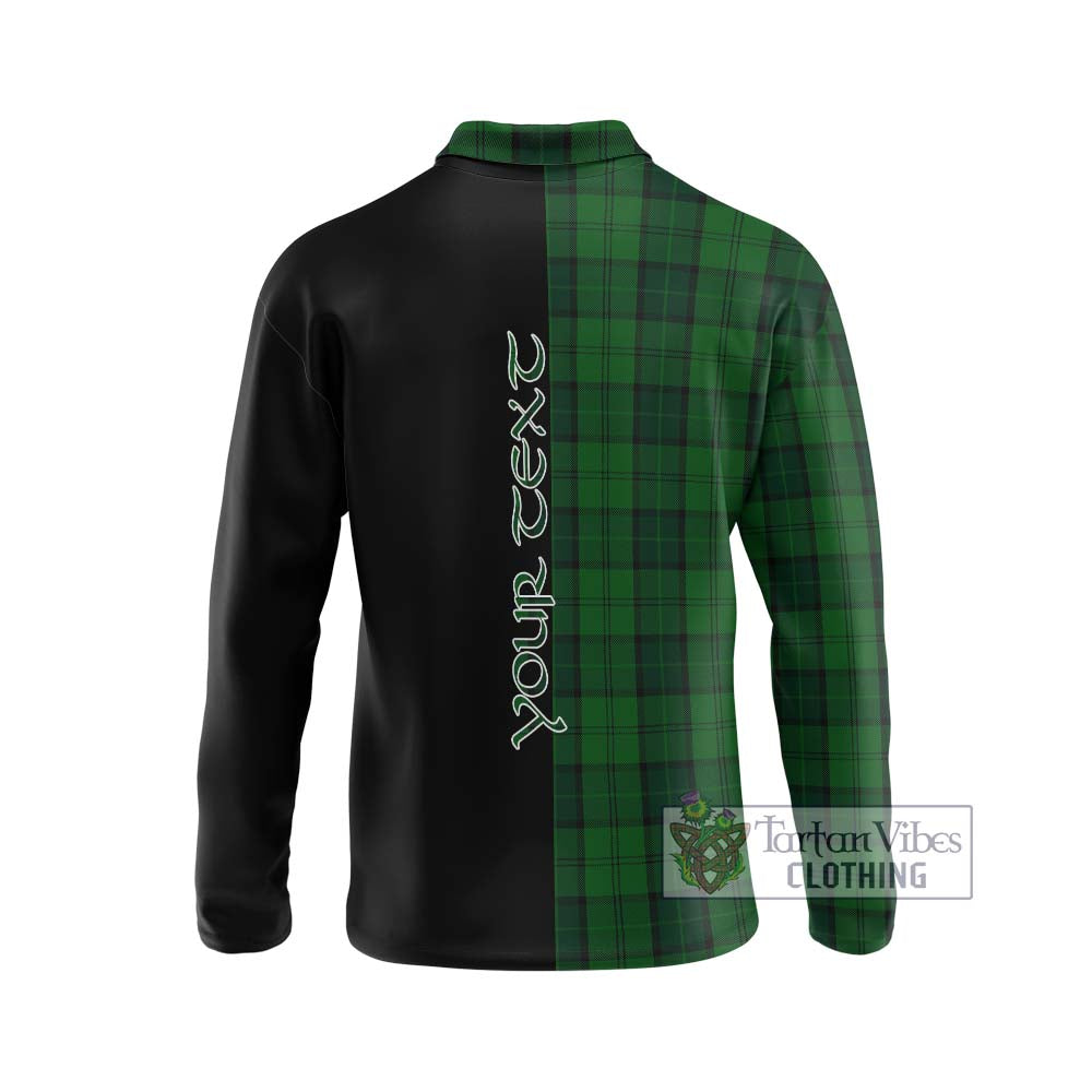 Dunbar Hunting Tartan Long Sleeve Polo Shirt with Family Crest and Half Of Me Style - Tartanvibesclothing Shop