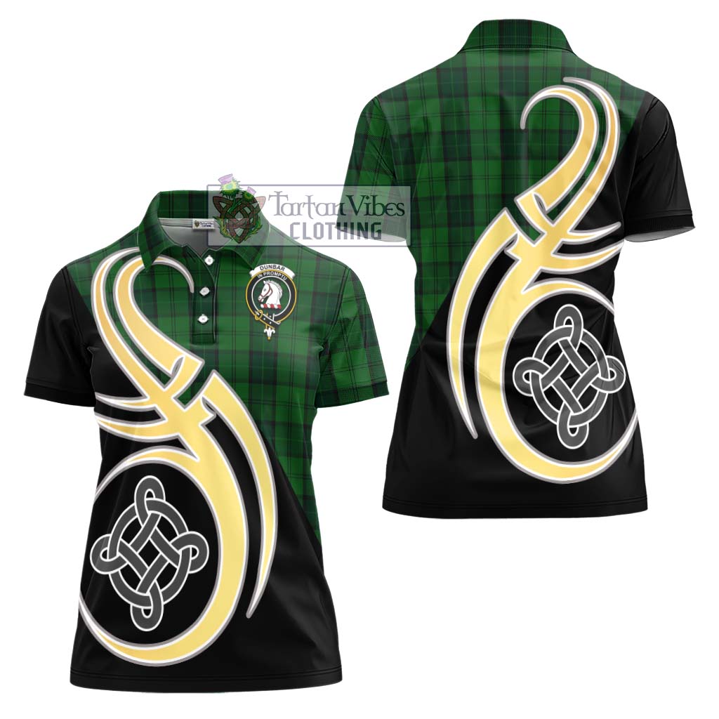 Dunbar Hunting Tartan Women's Polo Shirt with Family Crest and Celtic Symbol Style - Tartan Vibes Clothing