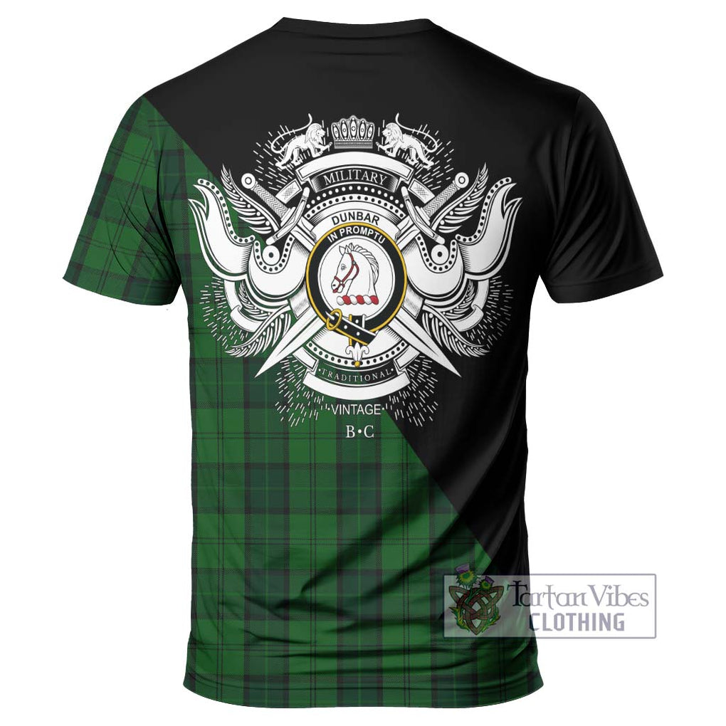 Dunbar Hunting Tartan T-Shirt with Family Crest and Military Logo Style - Tartanvibesclothing Shop