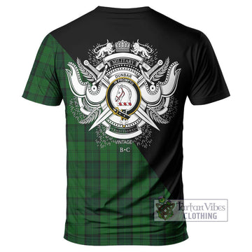 Dunbar Hunting Tartan T-Shirt with Family Crest and Military Logo Style