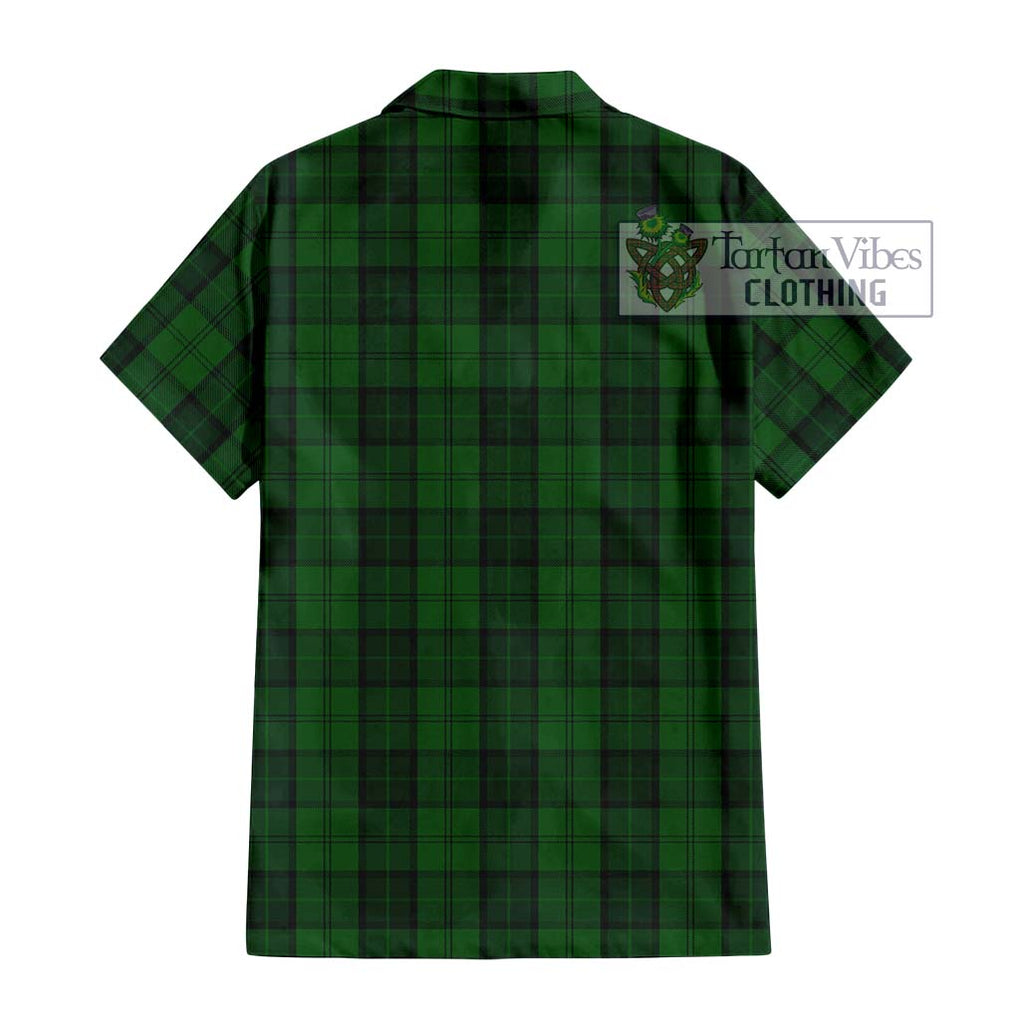 Dunbar Hunting Tartan Short Sleeve Button Shirt with Family Crest DNA In Me Style - Tartanvibesclothing Shop