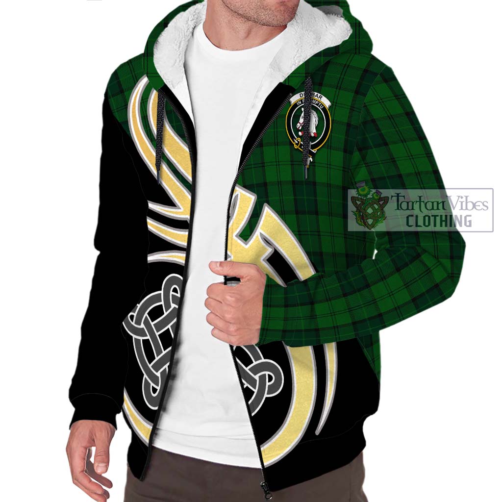 Dunbar Hunting Tartan Sherpa Hoodie with Family Crest and Celtic Symbol Style - Tartan Vibes Clothing