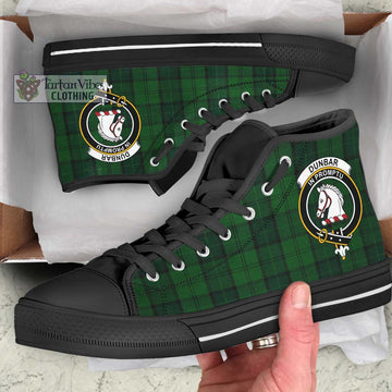 Dunbar Hunting Tartan High Top Shoes with Family Crest