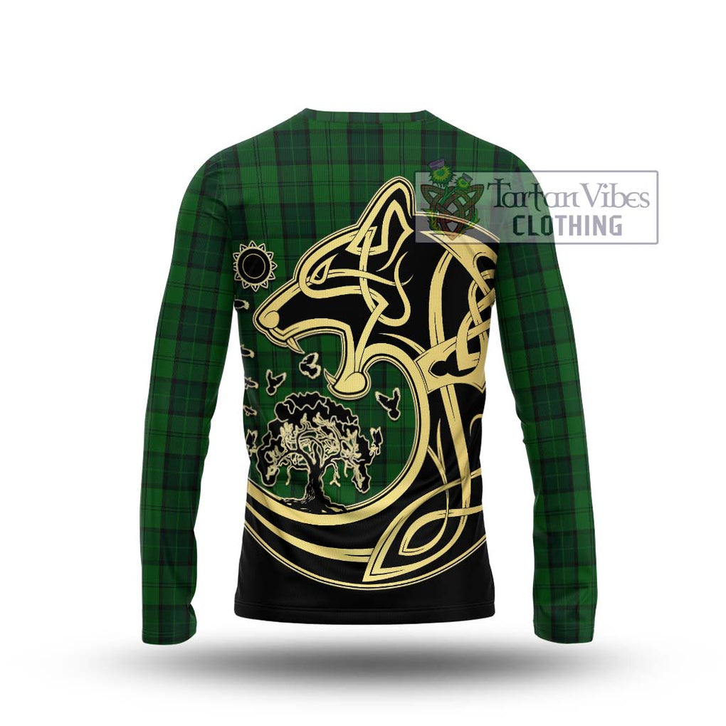 Dunbar Hunting Tartan Long Sleeve T-Shirt with Family Crest Celtic Wolf Style - Tartan Vibes Clothing