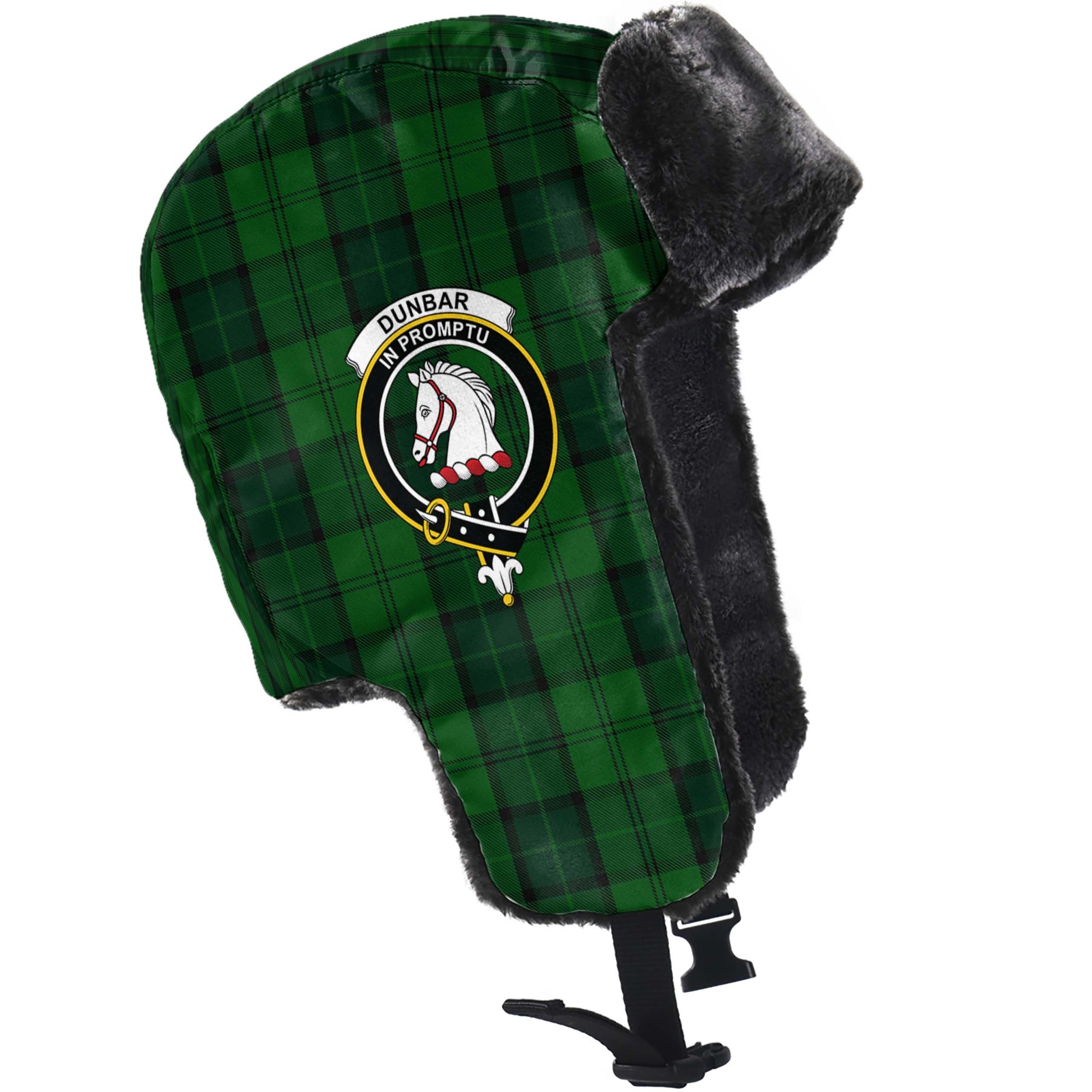 Dunbar Hunting Tartan Winter Trapper Hat with Family Crest - Tartanvibesclothing