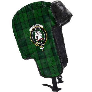 Dunbar Hunting Tartan Winter Trapper Hat with Family Crest