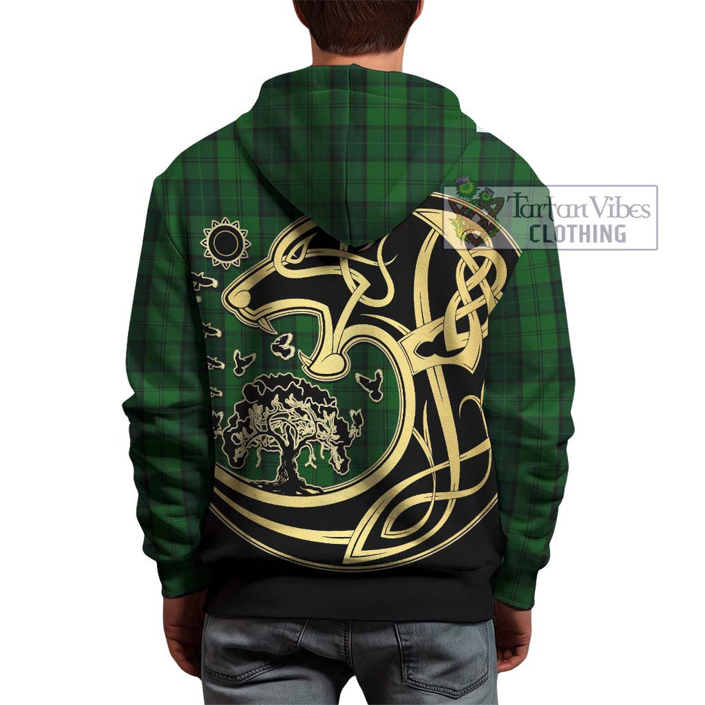 Dunbar Hunting Tartan Hoodie with Family Crest Celtic Wolf Style - Tartan Vibes Clothing