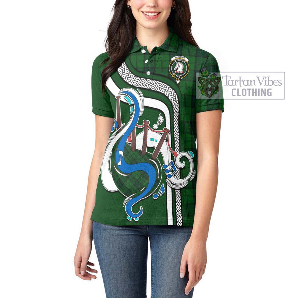 Dunbar Hunting Tartan Women's Polo Shirt with Epic Bagpipe Style - Tartanvibesclothing Shop