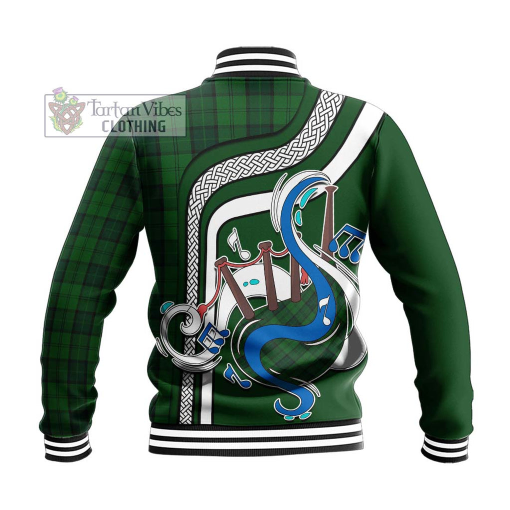 Tartan Vibes Clothing Dunbar Hunting Tartan Baseball Jacket with Epic Bagpipe Style