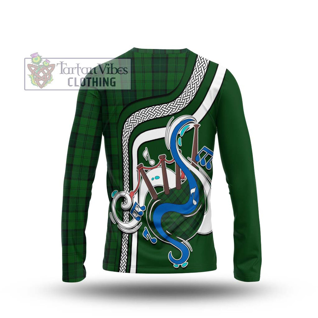 Tartan Vibes Clothing Dunbar Hunting Tartan Long Sleeve T-Shirt with Epic Bagpipe Style