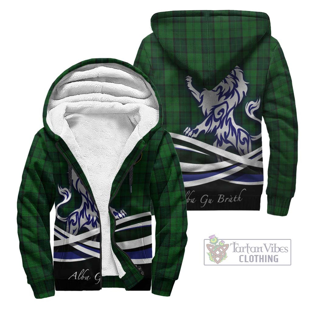 Dunbar Hunting Tartan Sherpa Hoodie with Alba Gu Brath Regal Lion Emblem Unisex - Tartanvibesclothing Shop