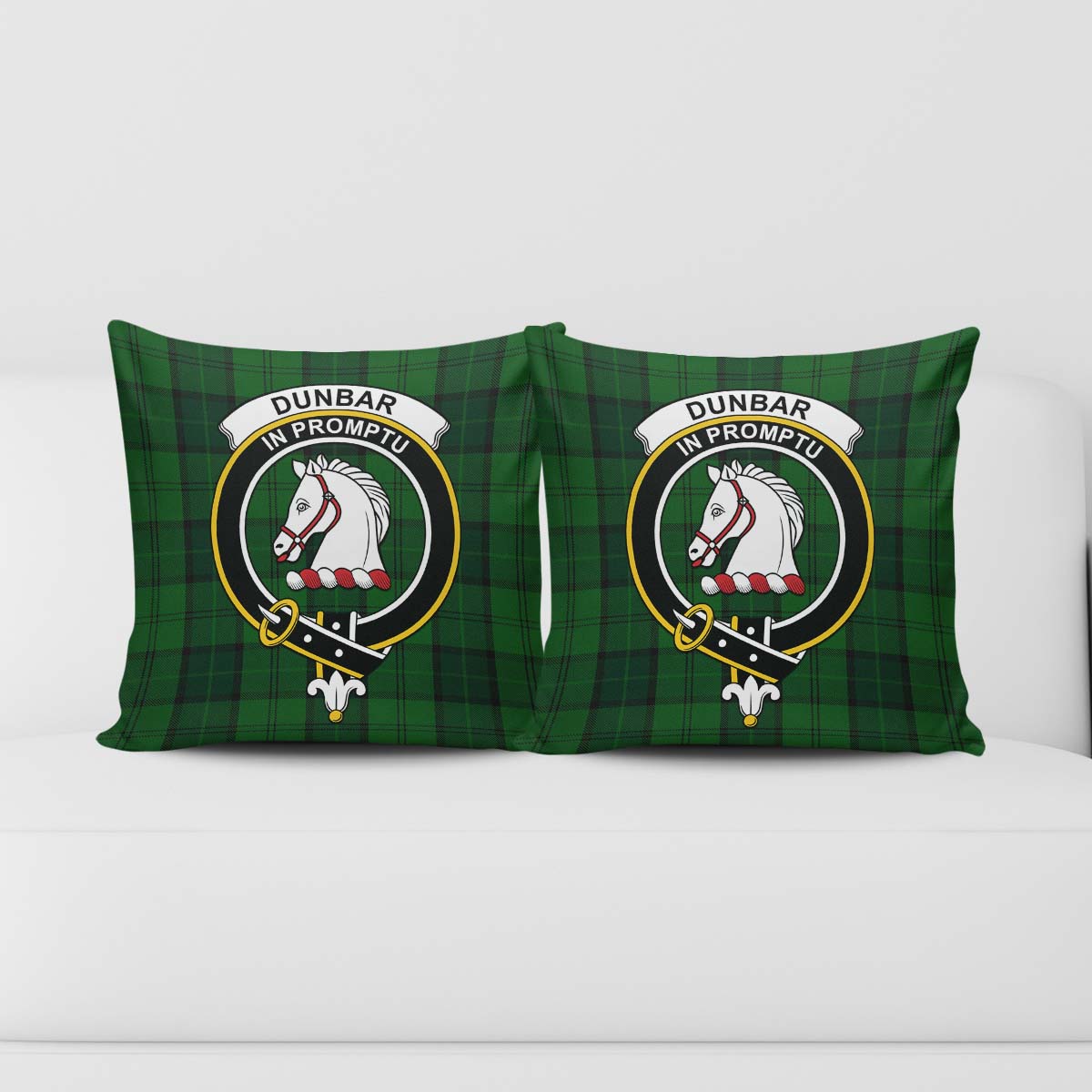 Dunbar Hunting Tartan Pillow Cover with Family Crest - Tartanvibesclothing