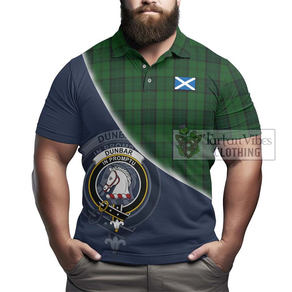 Dunbar Hunting Tartan Polo Shirt with Personalised National Flag and Family Crest Half Style - Tartanvibesclothing Shop