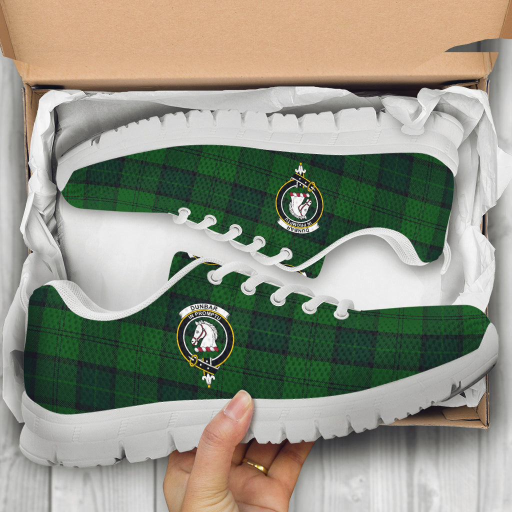 Dunbar Hunting Tartan Sneakers with Family Crest - Tartan Vibes Clothing