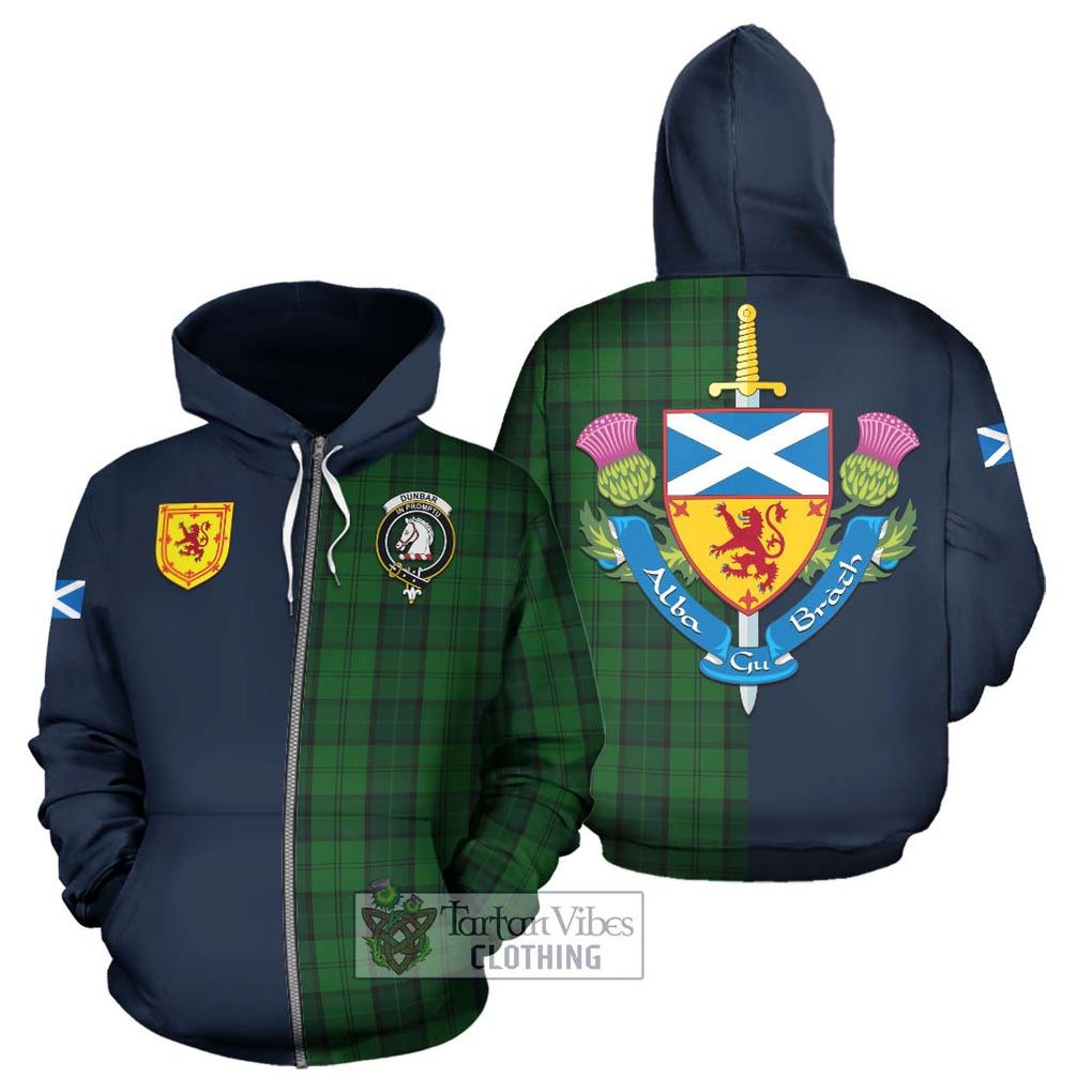 Tartan Vibes Clothing Dunbar Hunting Tartan Hoodie with Scottish Lion Royal Arm Half Style