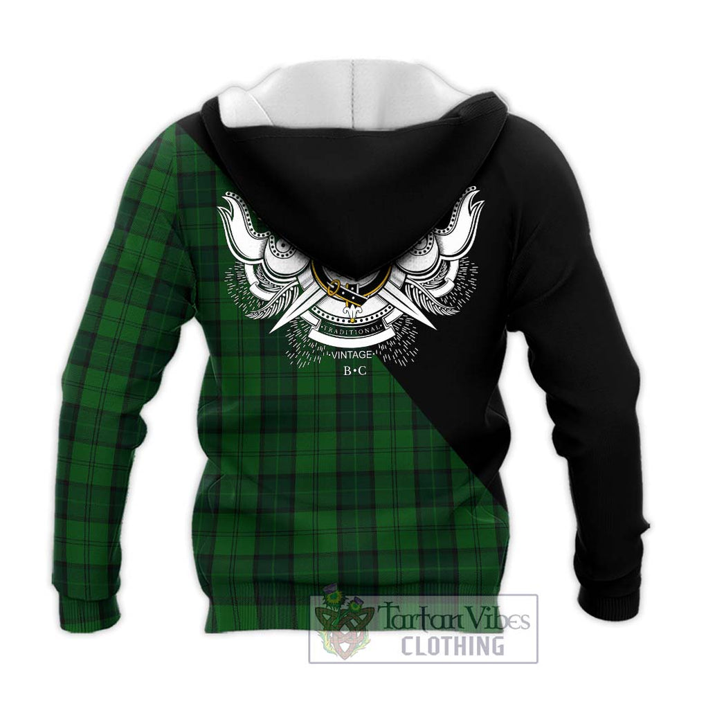 Dunbar Hunting Tartan Knitted Hoodie with Family Crest and Military Logo Style - Tartanvibesclothing Shop