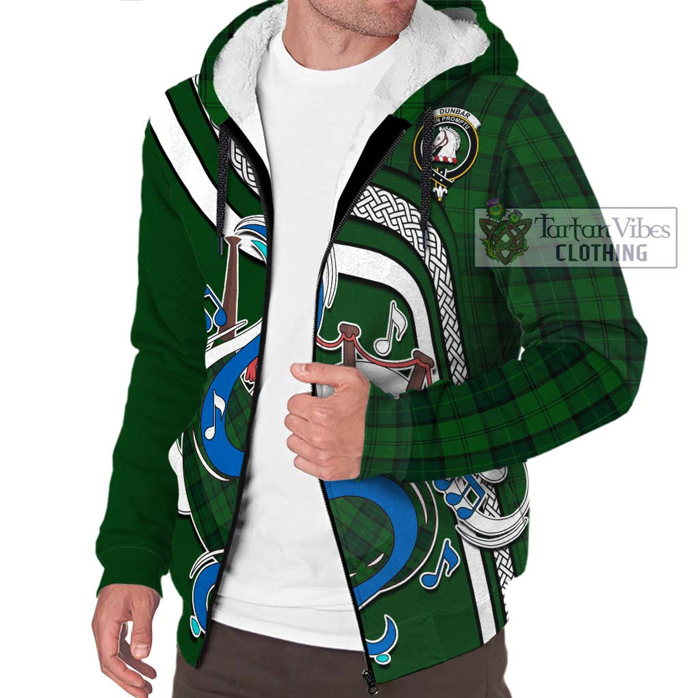 Dunbar Hunting Tartan Sherpa Hoodie with Epic Bagpipe Style Unisex - Tartanvibesclothing Shop