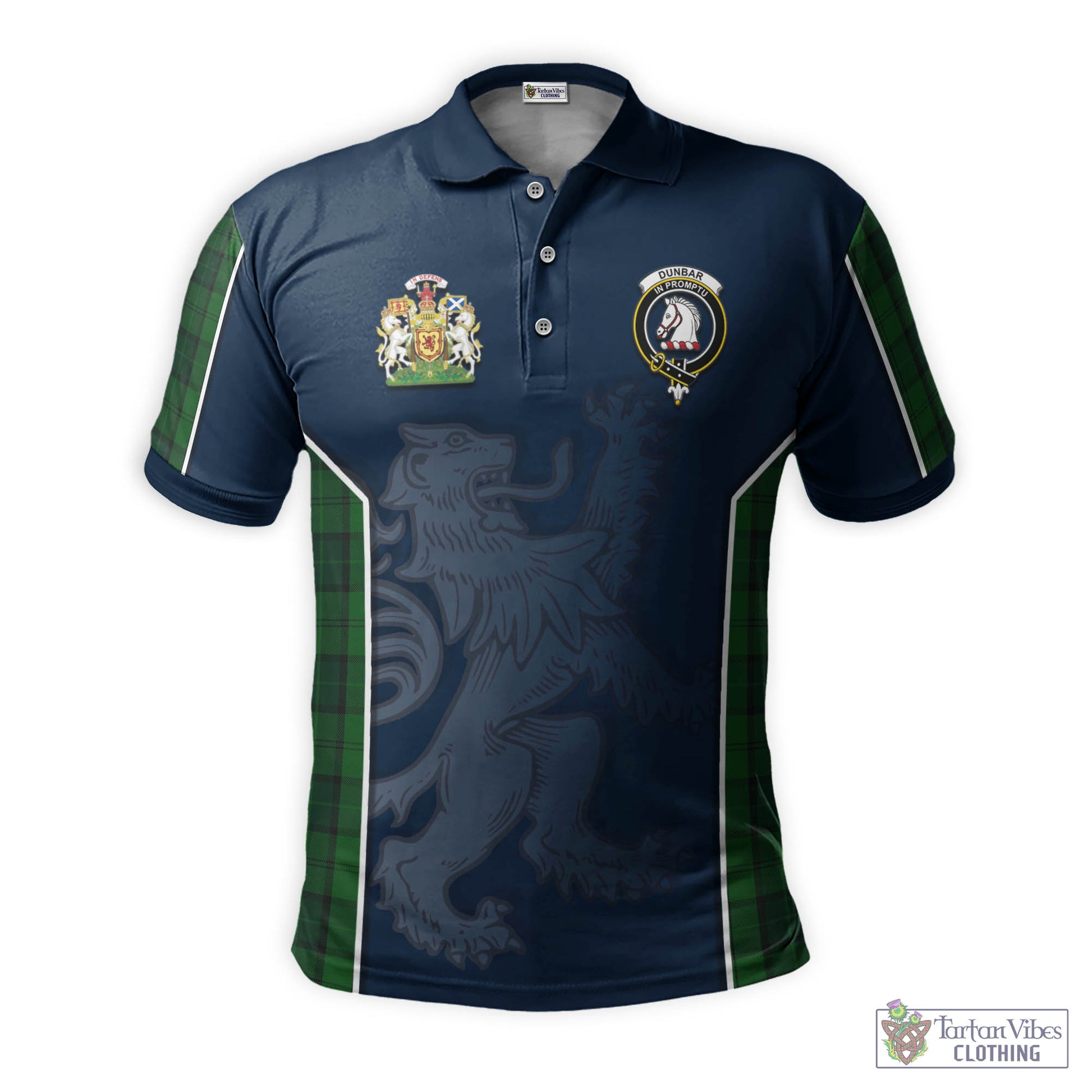 Tartan Vibes Clothing Dunbar Hunting Tartan Men's Polo Shirt with Family Crest and Lion Rampant Vibes Sport Style