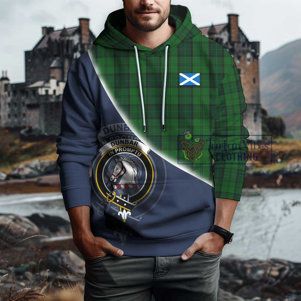 Dunbar Hunting Tartan Hoodie with Personalised National Flag and Family Crest Half Style - Tartanvibesclothing Shop