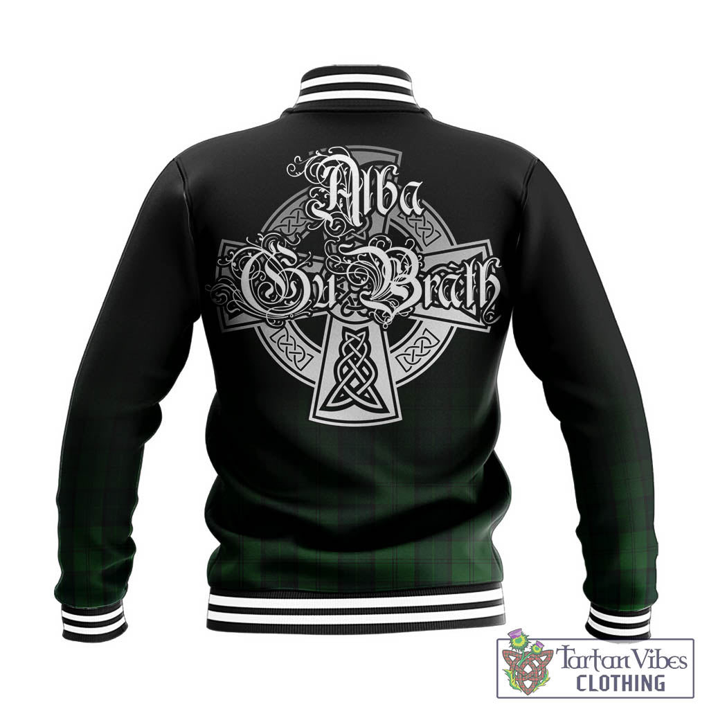 Tartan Vibes Clothing Dunbar Hunting Tartan Baseball Jacket Featuring Alba Gu Brath Family Crest Celtic Inspired