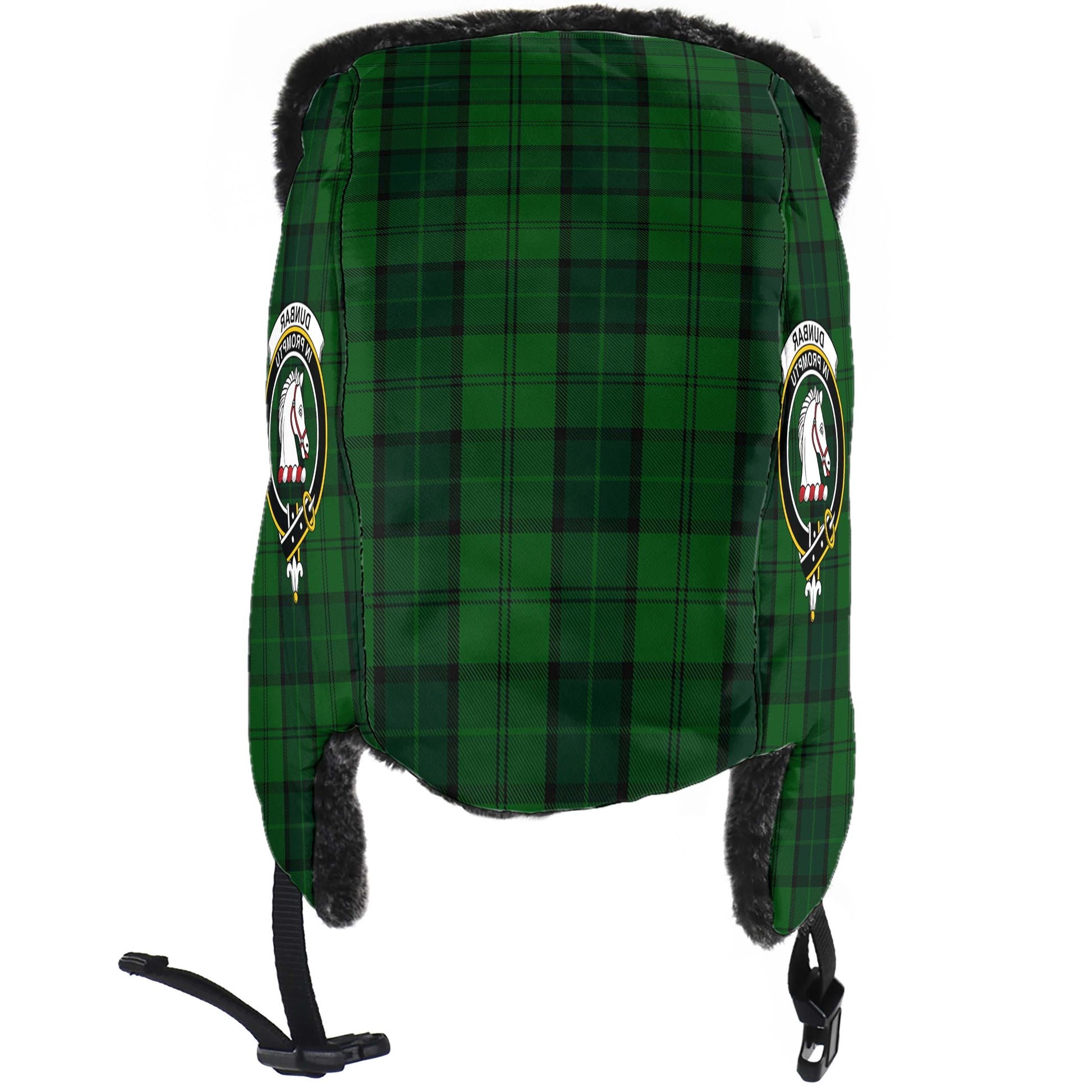 Dunbar Hunting Tartan Winter Trapper Hat with Family Crest - Tartanvibesclothing