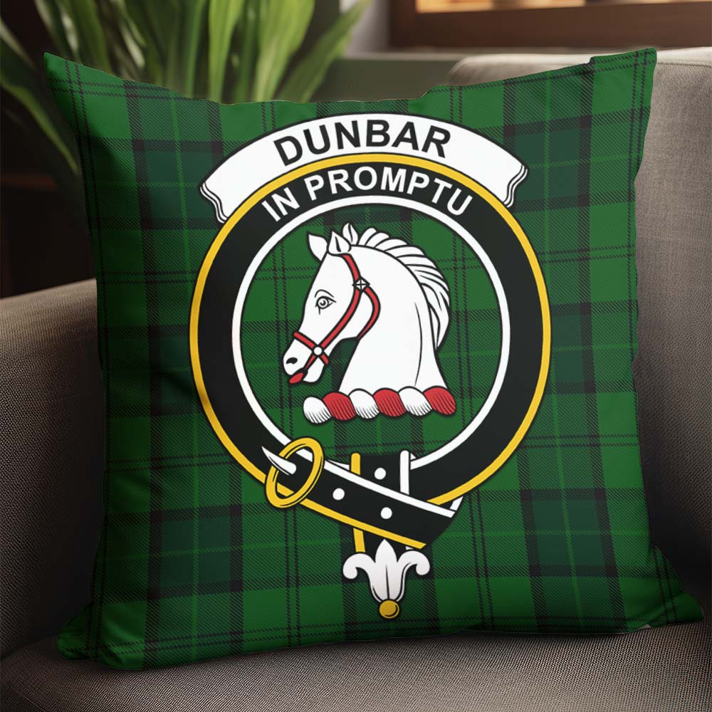 Dunbar Hunting Tartan Pillow Cover with Family Crest - Tartanvibesclothing