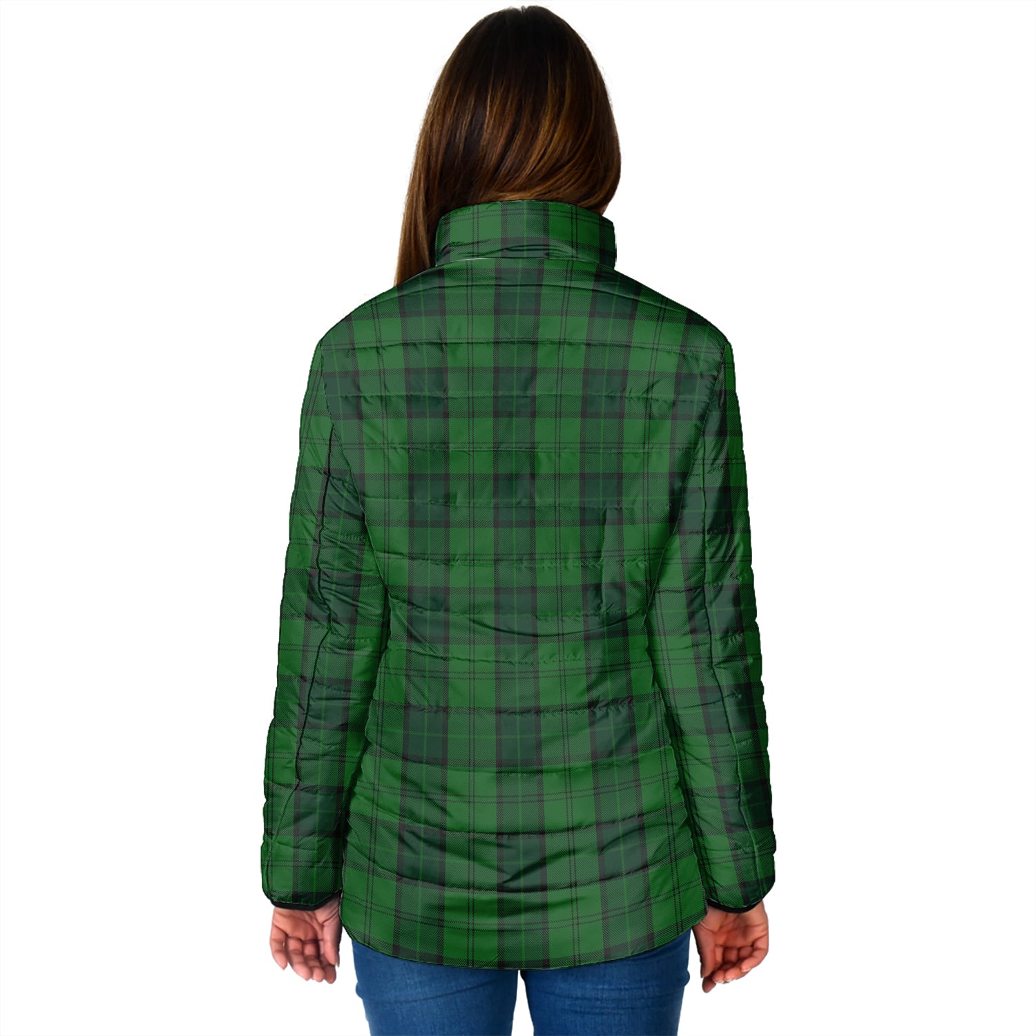 Dunbar Hunting Tartan Padded Jacket with Family Crest - Tartan Vibes Clothing