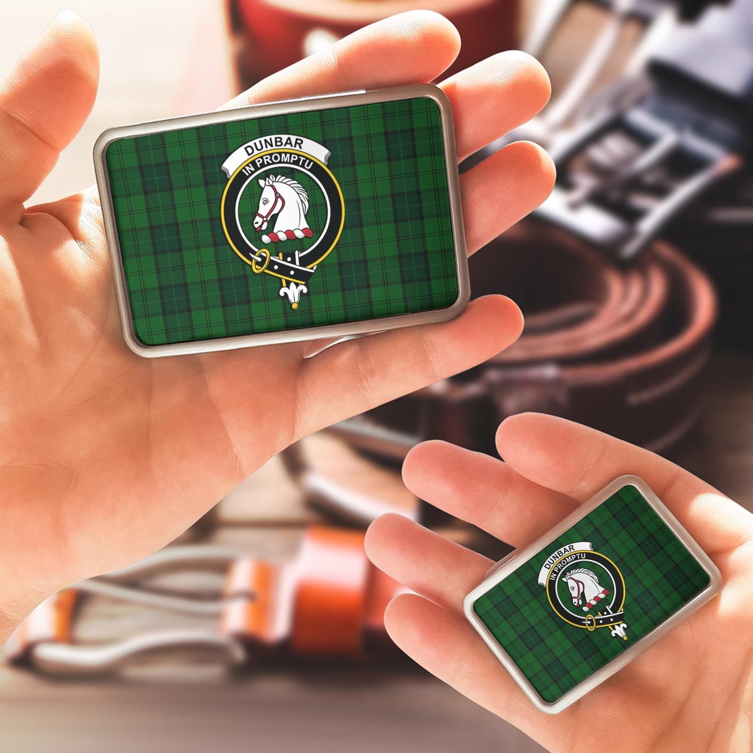 Dunbar Hunting Tartan Belt Buckles with Family Crest - Tartan Vibes Clothing