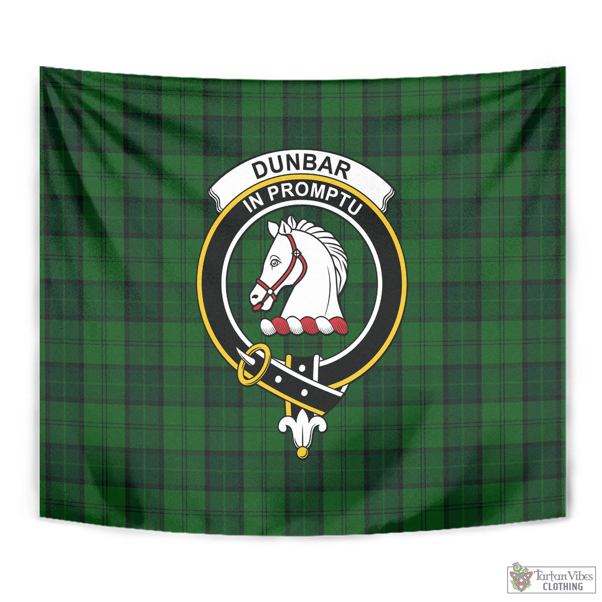 Tartan Vibes Clothing Dunbar Hunting Tartan Tapestry Wall Hanging and Home Decor for Room with Family Crest