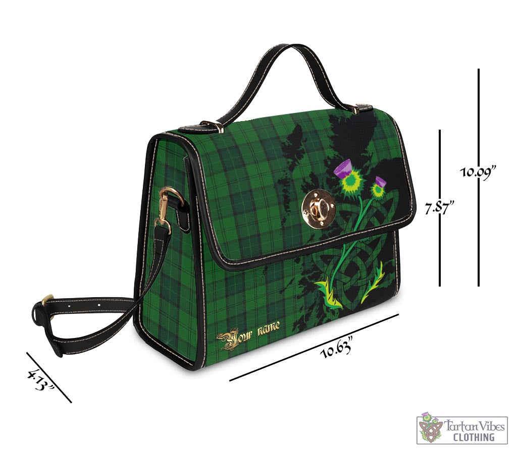 Tartan Vibes Clothing Dunbar Hunting Tartan Waterproof Canvas Bag with Scotland Map and Thistle Celtic Accents