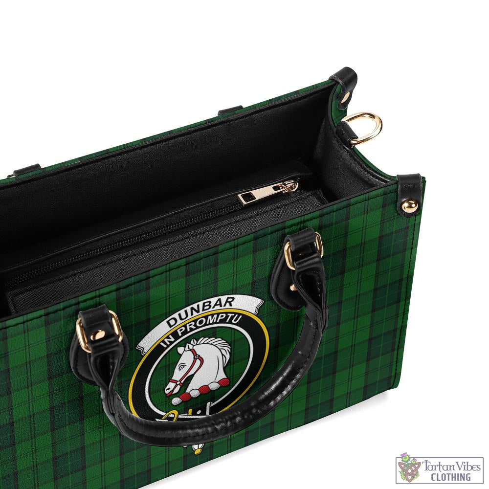 Tartan Vibes Clothing Dunbar Hunting Tartan Luxury Leather Handbags with Family Crest